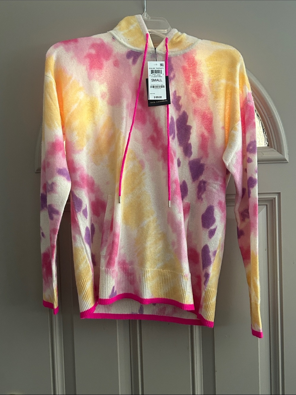 Charter Club Tie-Dye Hooded Sweater in Pink, Yellow and Purple